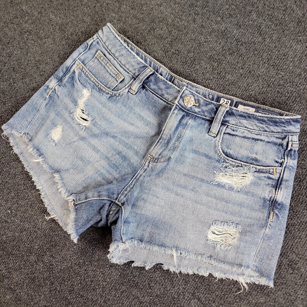Miss Me Womens Distressed Denim Shorts Size 28 Inseam 3" Pre-Ripped